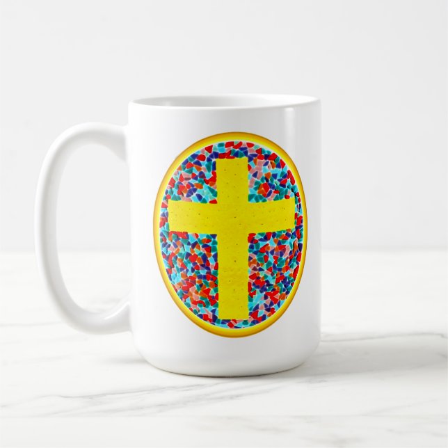 Stained Glass Cross (w/web url) Coffee Mug (Left)