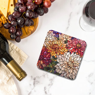 Stained Glass Dahlia Art Coaster