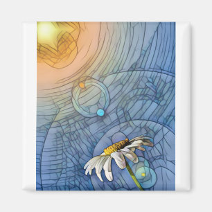 Stained Glass Daisy In The Sun Magnet