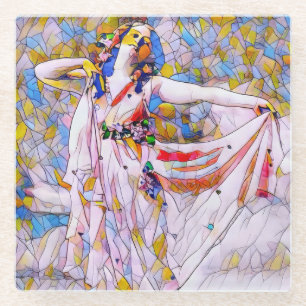Stained Glass Dancer in Flowing Dress Coaster