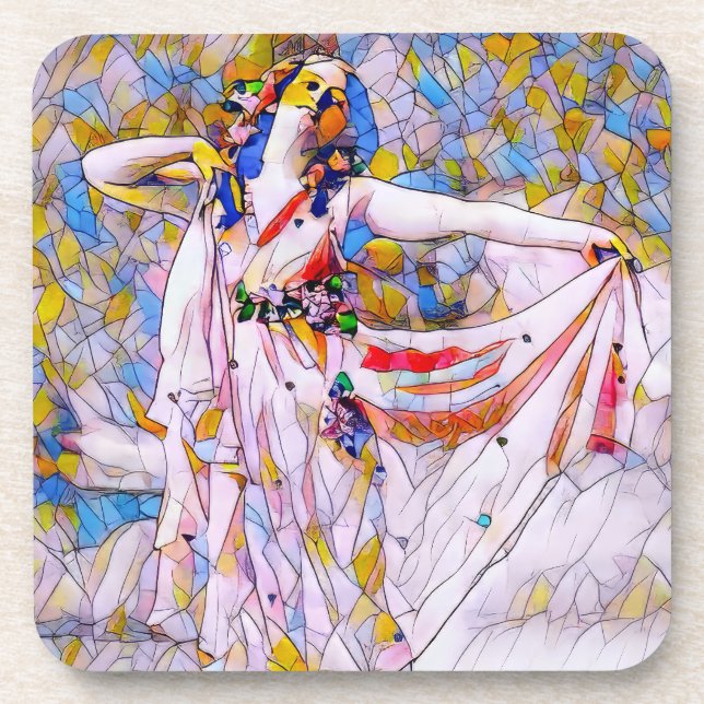 Stained Glass Dancer in Flowing Dress Coaster (Front)