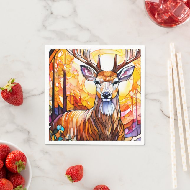 Stained Glass Deer Napkin (Insitu)