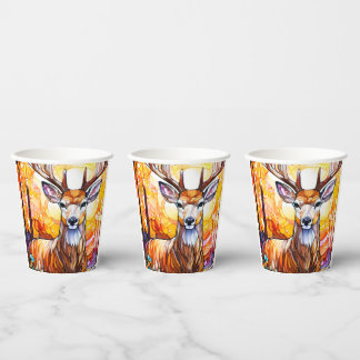 Stained Glass Deer Paper Cups