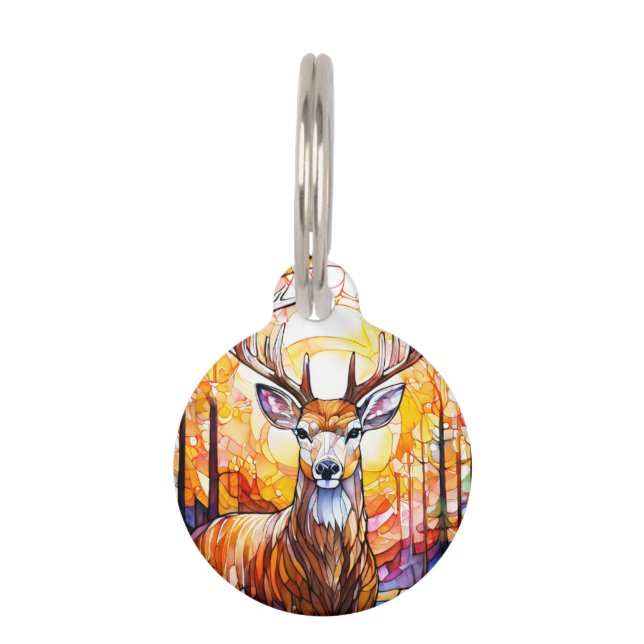 Stained Glass Deer Pet Tag (Front)