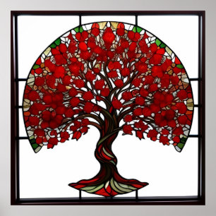 Stained Glass Depicting a Tree Poster