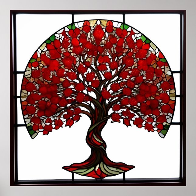 Stained Glass Depicting a Tree Poster (Front)