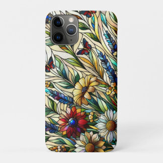 Stained Glass Design Wildflowers and Butterflies Case-Mate iPhone Case