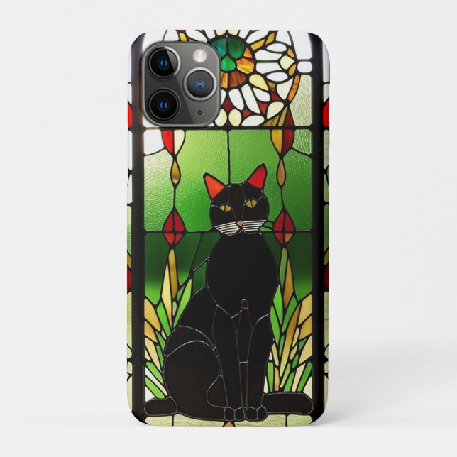 Stained Glass Design with Cat Case-Mate iPhone Case (Back)