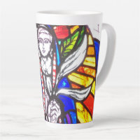 Stained Glass Design with Religious Figure.