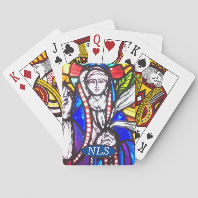 Stained Glass Design with Religious Figure. Playing Cards (Back)