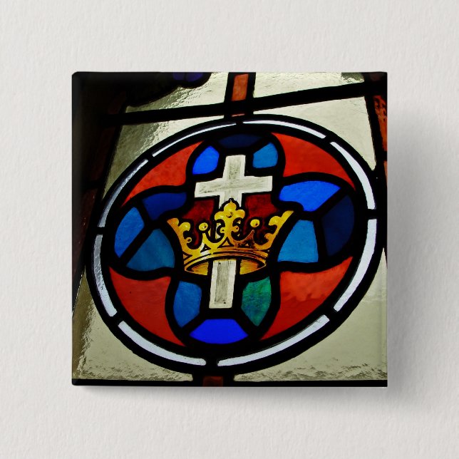 Stained Glass detail 15 Cm Square Badge (Front)