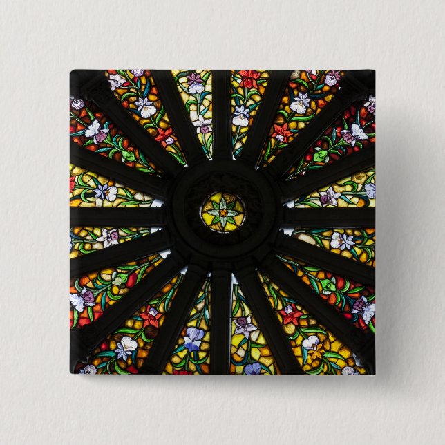 Stained Glass detail 15 Cm Square Badge (Front)
