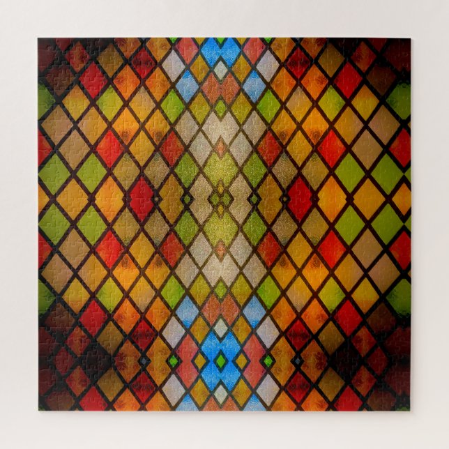 Stained Glass Diamond Pattern  Jigsaw Puzzle (Vertical)