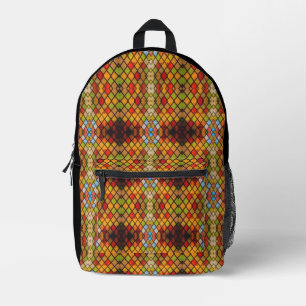 Stained Glass Diamond Pattern Printed Backpack