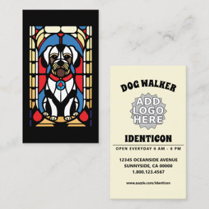 stained glass dog walker business card