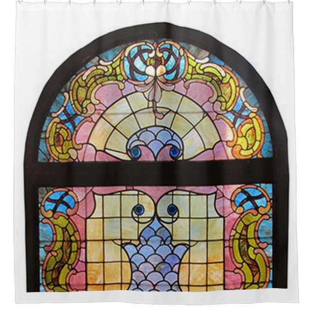 STAINED GLASS DOOR SHOWER CURTAIN (Front)