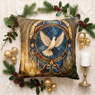 Stained Glass Dove Christmas Window Cushion