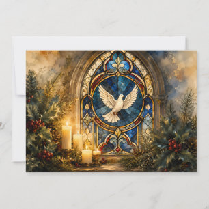 Stained Glass Dove Christmas Window Holiday Card