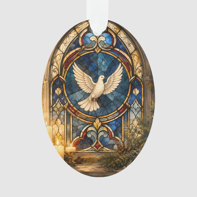 Stained Glass Dove Christmas Window Ornament (Front)