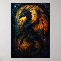 Stained Glass Dragon Fantasy Artwork