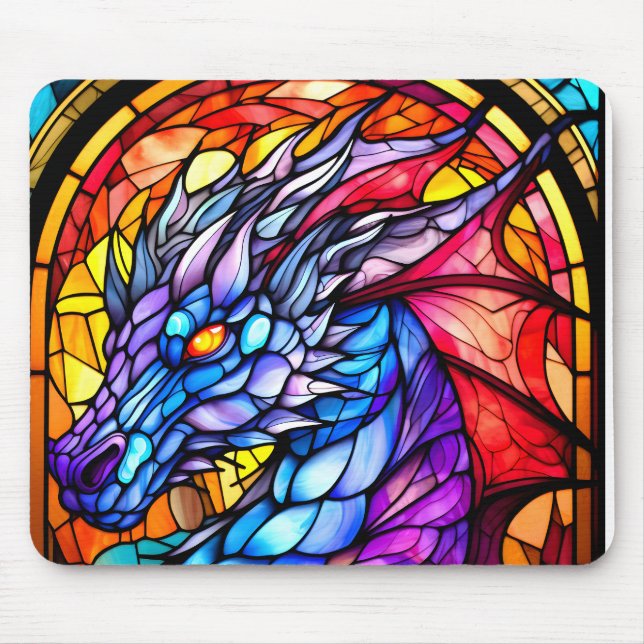 Stained Glass Dragon Mouse Pad (Front)