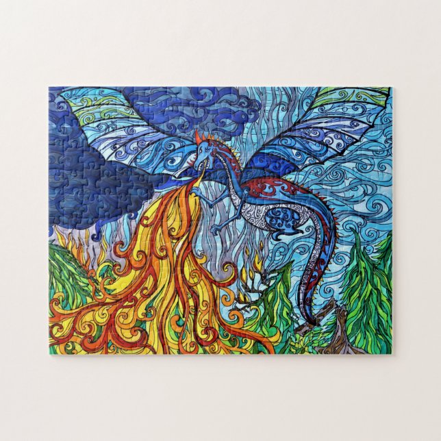 Stained-Glass Dragon Puzzle (Horizontal)