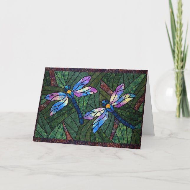 Stained Glass Dragonflies Card (Front)