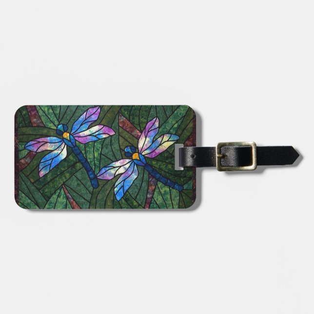 Stained Glass Dragonflies Luggage Tag (Front Horizontal)