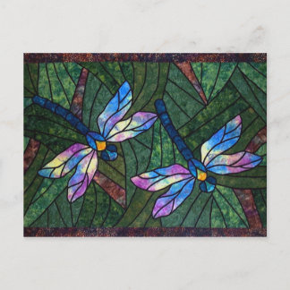Stained Glass Dragonflies Postcard