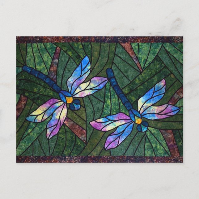 Stained Glass Dragonflies Postcard (Front)