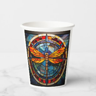 stained glass dragonfly  paper cups