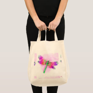 Stained Glass Dragonfly (pink) Tote Bag