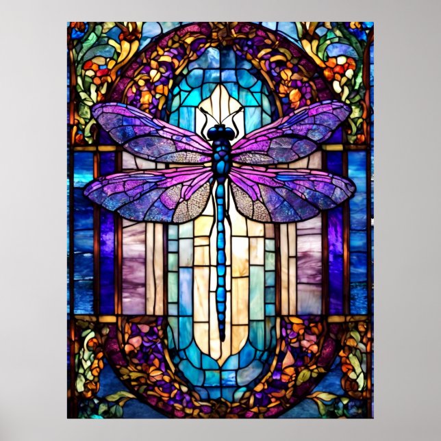 Stained Glass Dragonfly Poster (Front)
