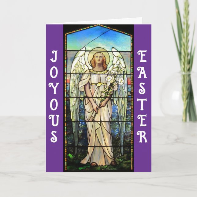 Stained Glass Easter Angel Greeting Card (Front)