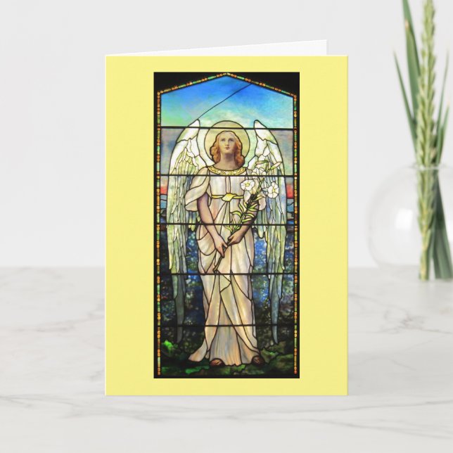 Stained Glass Easter Angel Holiday Card (Front)