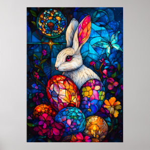 Stained Glass Easter Bunny Fantasy Poster
