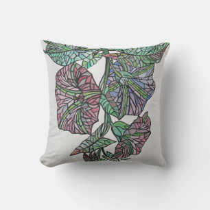 Stained Glass Effect Morning Glory September Birth Cushion