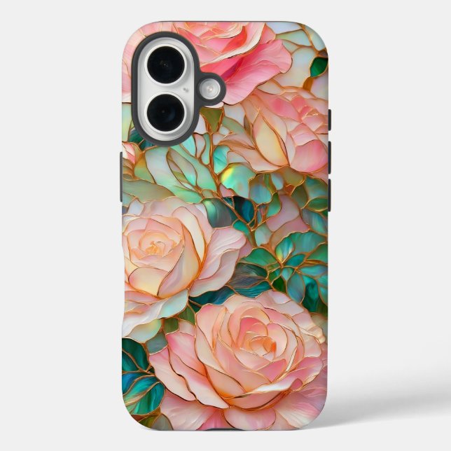 Stained Glass Effect Rose Stained Glass Phone Case (Back)
