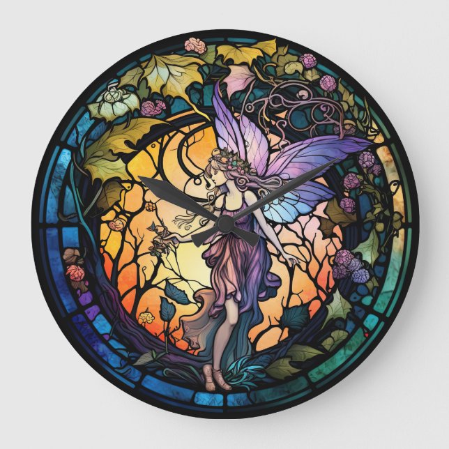Stained Glass Fairy Design Clock (Front)