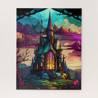 Stained Glass Fairytale Castle, Pretty Princess Jigsaw Puzzle