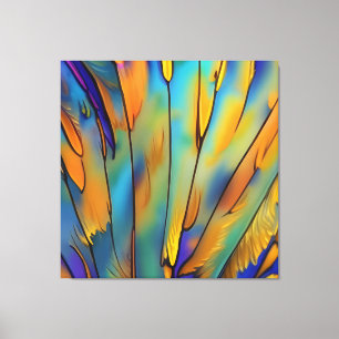 Stained Glass Feather AI Abstract Art   Canvas Print