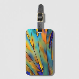 Stained Glass Feather AI Abstract Art Luggage Tag