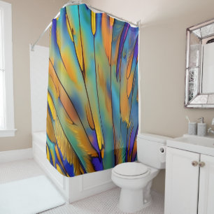 Stained Glass Feather AI Abstract Art Shower Curtain
