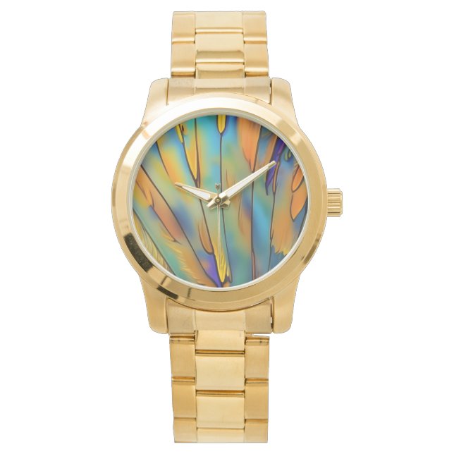 Stained Glass Feather AI Abstract Art   Watch (Front)