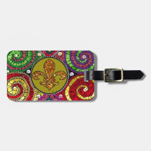 Stained Glass Fleur De Lis Abstract Luggage Tag (Front Horizontal)