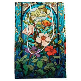 Stained Glass Floral Arch Art Nouveau Medium Gift Bag