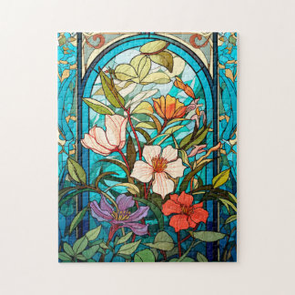 Stained Glass Floral Arch Art Nouveau Puzzle