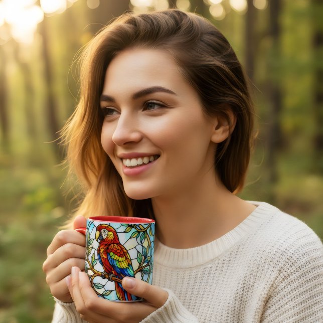 Stained glass floral beautiful parrot coffee  mug (Creator Uploaded)