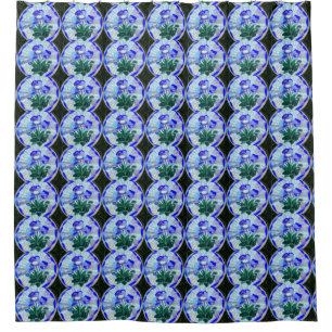 stained glass floral pattern shower curtain