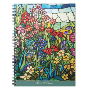 Stained Glass Floral Personalised Notebook